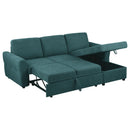Coaster Furniture Samantha 511087 Upholstered Storage Sleeper Sectional Sofa - Teal IMAGE 4