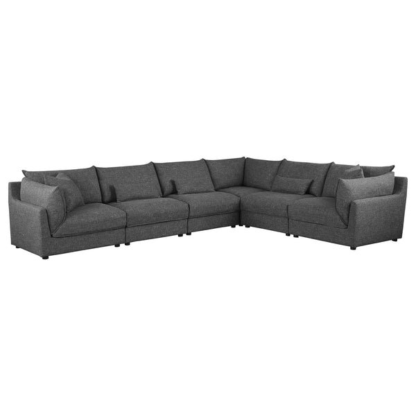 Coaster Furniture Sasha 551681-SET 6 pc Upholstered Modular Sectional - Barely Black IMAGE 1