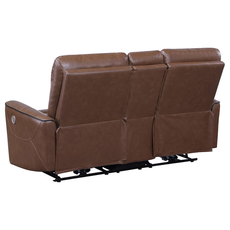 Coaster Furniture Greenfield 610265P Upholstered Power Reclining Loveseat - Saddle Brown IMAGE 4