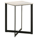Coaster Furniture Tobin 707697 Square Marble Top End Table - White and Black IMAGE 1