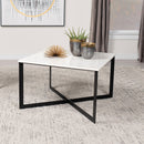 Coaster Furniture Tobin 707698 Square Marble Top Coffee Table - White and Black IMAGE 2