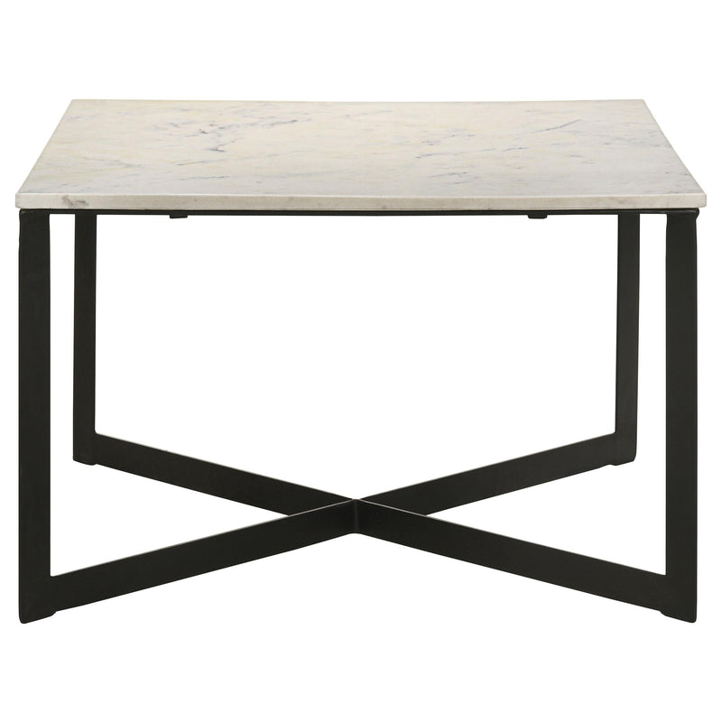 Coaster Furniture Tobin 707698 Square Marble Top Coffee Table - White and Black IMAGE 3
