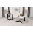 Coaster Furniture Tobin 707698 Square Marble Top Coffee Table - White and Black IMAGE 4