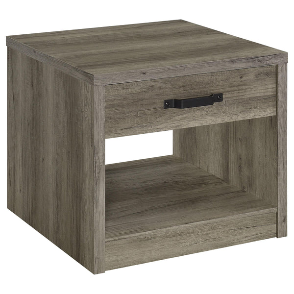 Coaster Furniture Felix 707727 1-Drawer Engineered Wood Side End Table - Grey Driftwood IMAGE 1