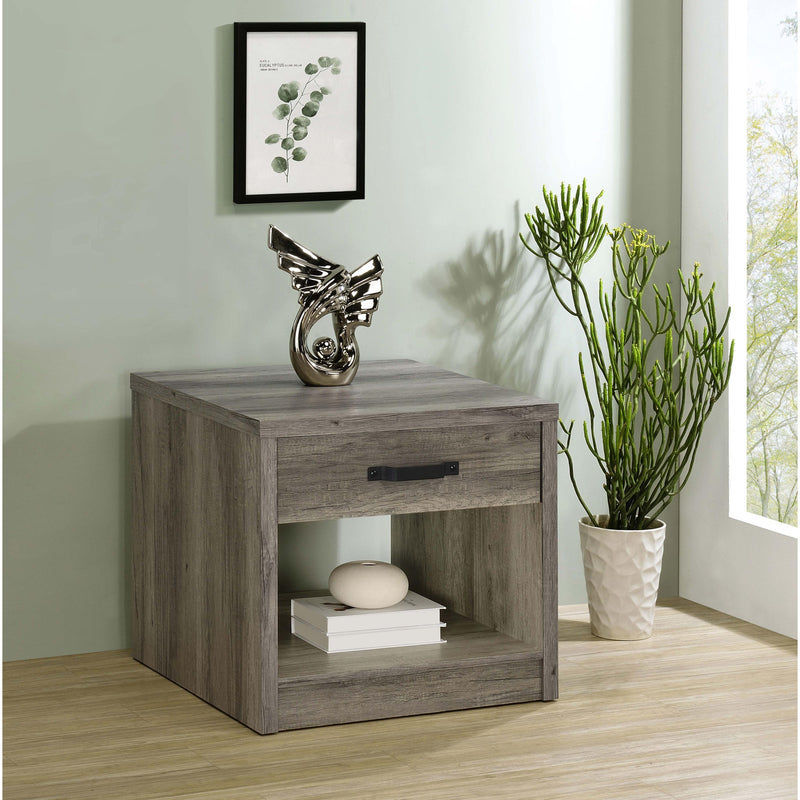Coaster Furniture Felix 707727 1-Drawer Engineered Wood Side End Table - Grey Driftwood IMAGE 2