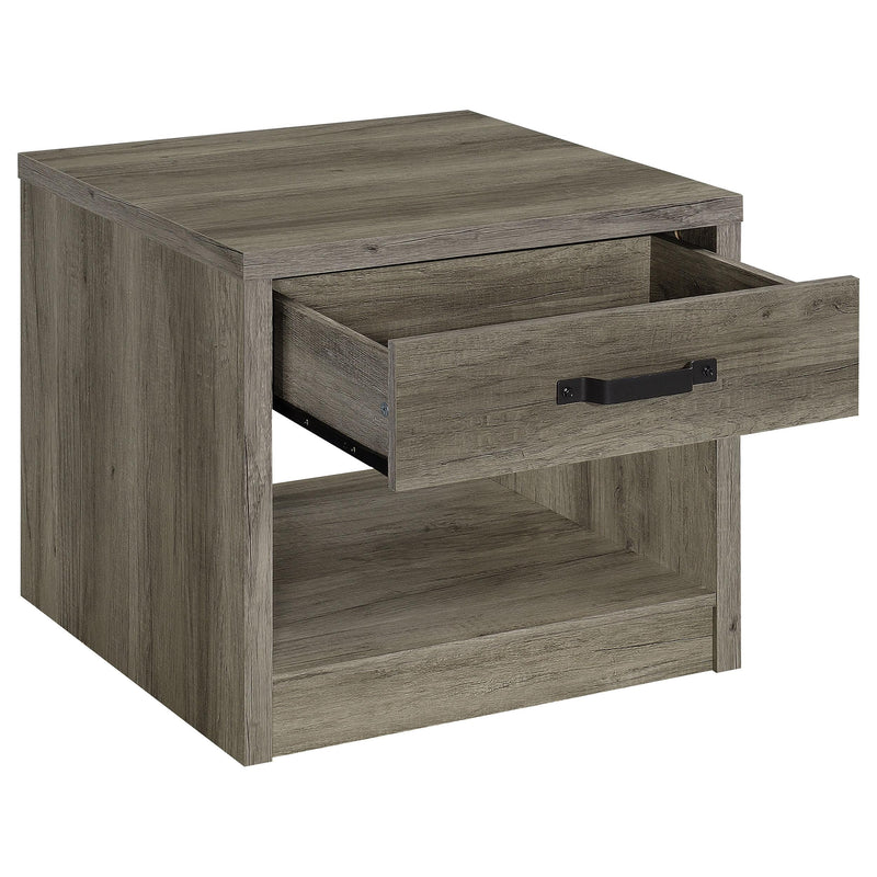 Coaster Furniture Felix 707727 1-Drawer Engineered Wood Side End Table - Grey Driftwood IMAGE 3