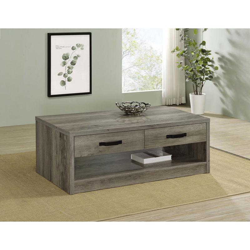 Coaster Furniture Felix 707728 2-Drawer Engineered Wood Coffee Table - Grey Driftwood IMAGE 2