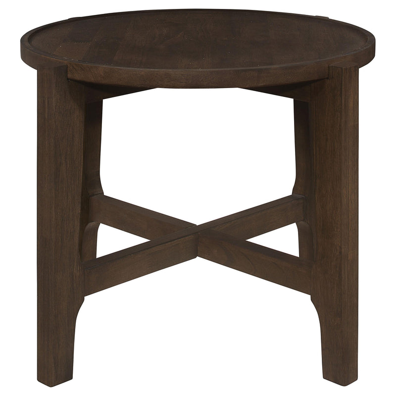 Coaster Furniture Cota 708287 Round Solid Wood End Table - Dark Brown IMAGE 4