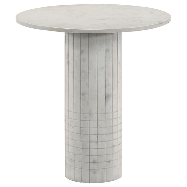 Coaster Furniture Astoria 709667 Round Genuine Marble Side End Table - White IMAGE 1