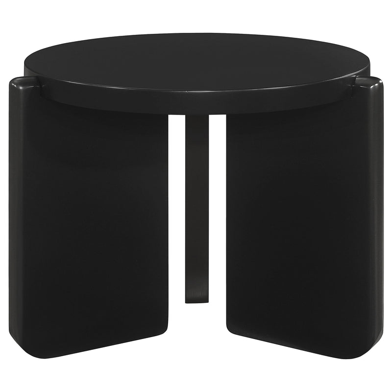 Coaster Furniture Cordova 709677 Round Solid Wood End Table - Black IMAGE 3