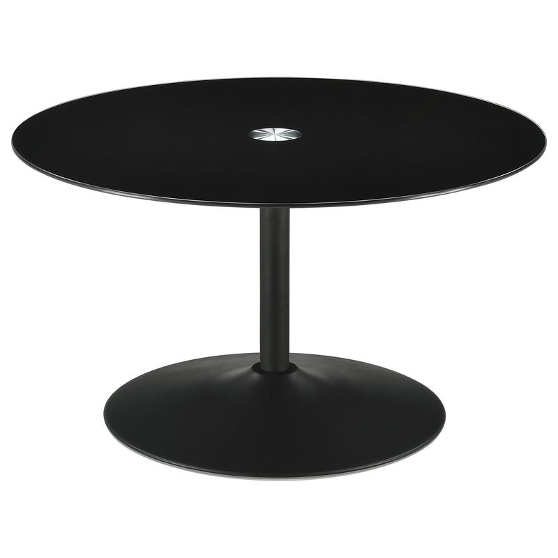 Coaster Furniture Ganso 709688 Round Metal Coffee Table With Tempered Glass Top - Black IMAGE 1
