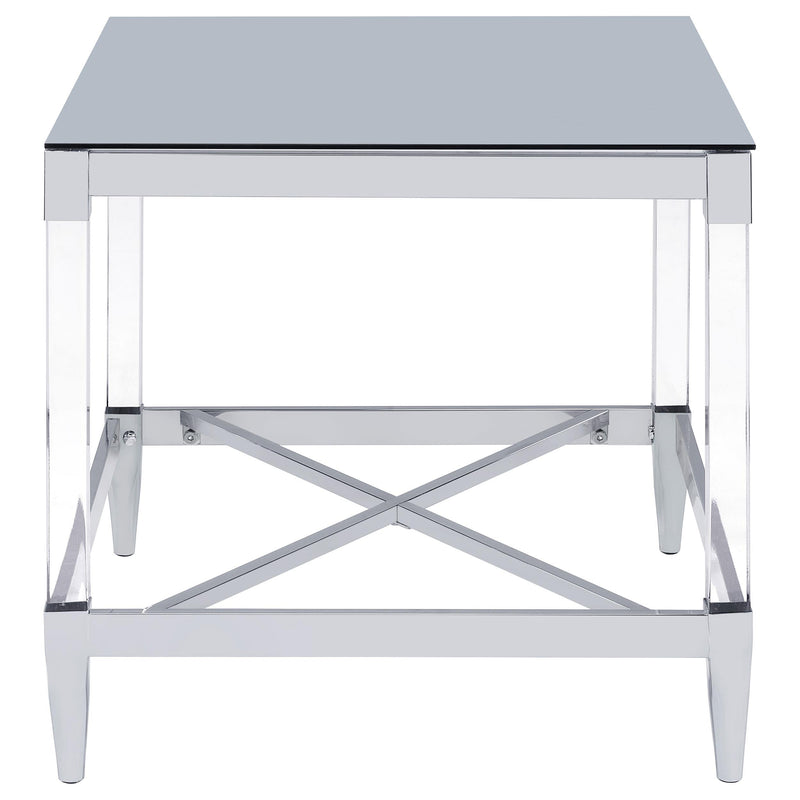 Coaster Furniture Lindley 709727 Square Tempered Mirror Acrylic Side End Table - Chrome IMAGE 2