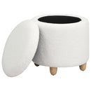 Coaster Furniture Valia 910229 Faux Sheepskin Upholstered Round Storage - Ottoman Ivory IMAGE 2