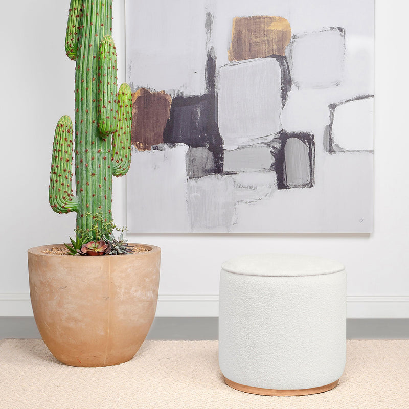 Coaster Furniture Zena 910303 Faux Sheepskin Upholstered Round Ottoman - Ivory IMAGE 2