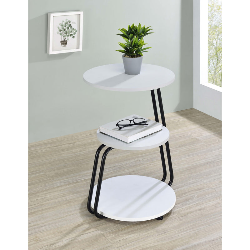 Coaster Furniture Hilly 930071 3-tier Round Accent Side Table - White and Black IMAGE 2