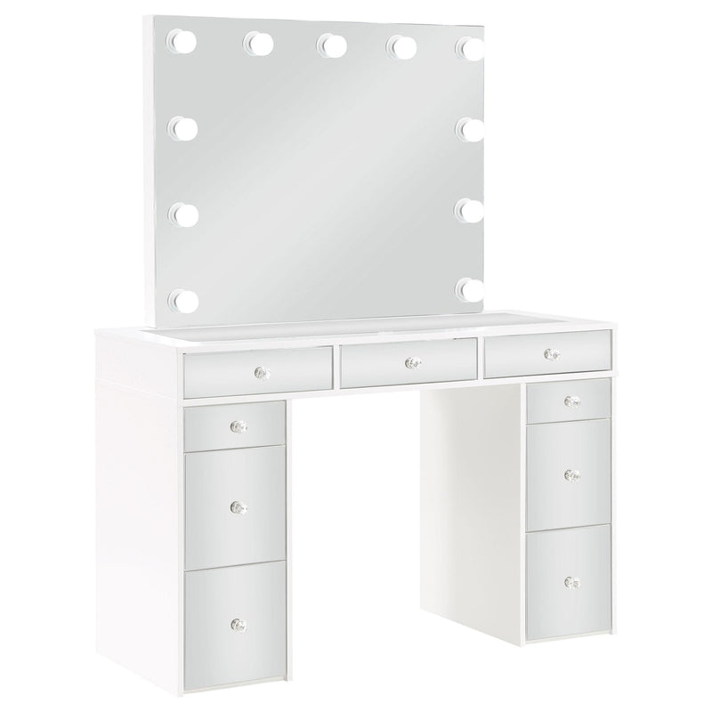 Coaster Furniture Regina 930245 Makeup Vanity Table Set with Lighting - White IMAGE 3