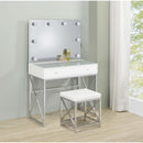 Coaster Furniture Eliza 936164 Vanity Set with Lighting & Stool - White and Chrome IMAGE 2