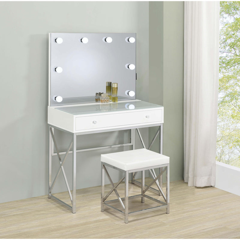 Coaster Furniture Eliza 936164 Vanity Set with Lighting & Stool - White and Chrome IMAGE 3