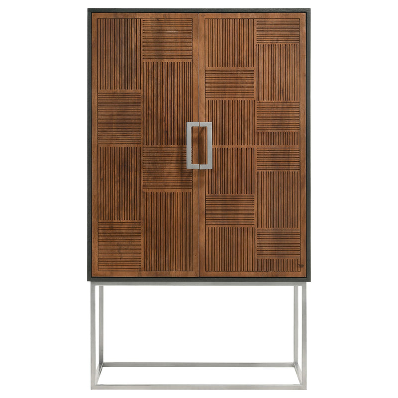 Coaster Furniture Borman 950318 2-door Home Bar Cabinet Wine Storage - Walnut and Black IMAGE 5