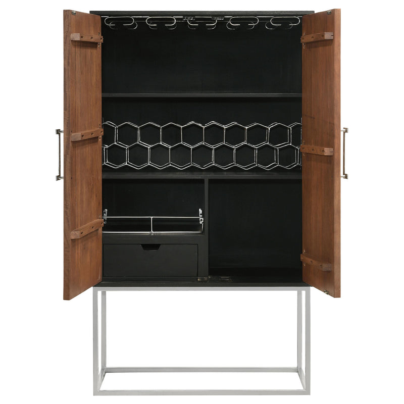 Coaster Furniture Borman 950318 2-door Home Bar Cabinet Wine Storage - Walnut and Black IMAGE 6