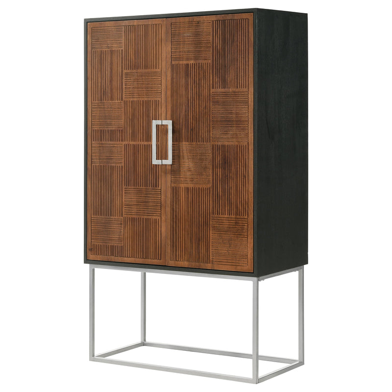 Coaster Furniture Borman 950318 2-door Home Bar Cabinet Wine Storage - Walnut and Black IMAGE 7