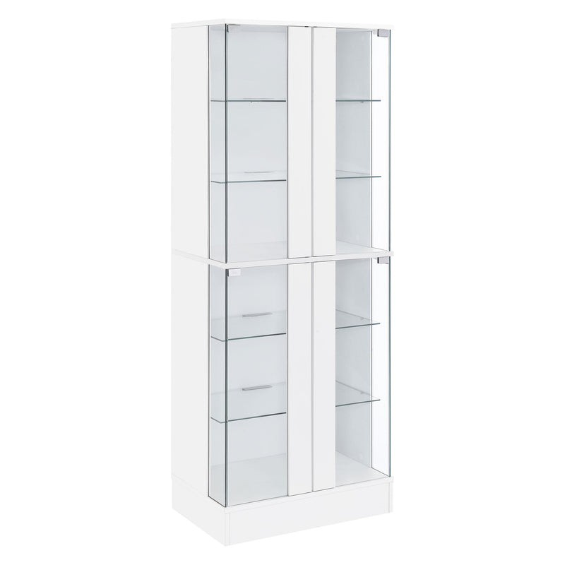 Coaster Furniture Cabra 950397 4-door LED Curio Display Cabinet - White High Gloss IMAGE 1