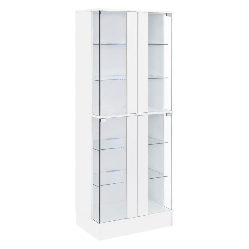 Coaster Furniture Cabra 950397 4-door LED Curio Display Cabinet - White High Gloss IMAGE 2