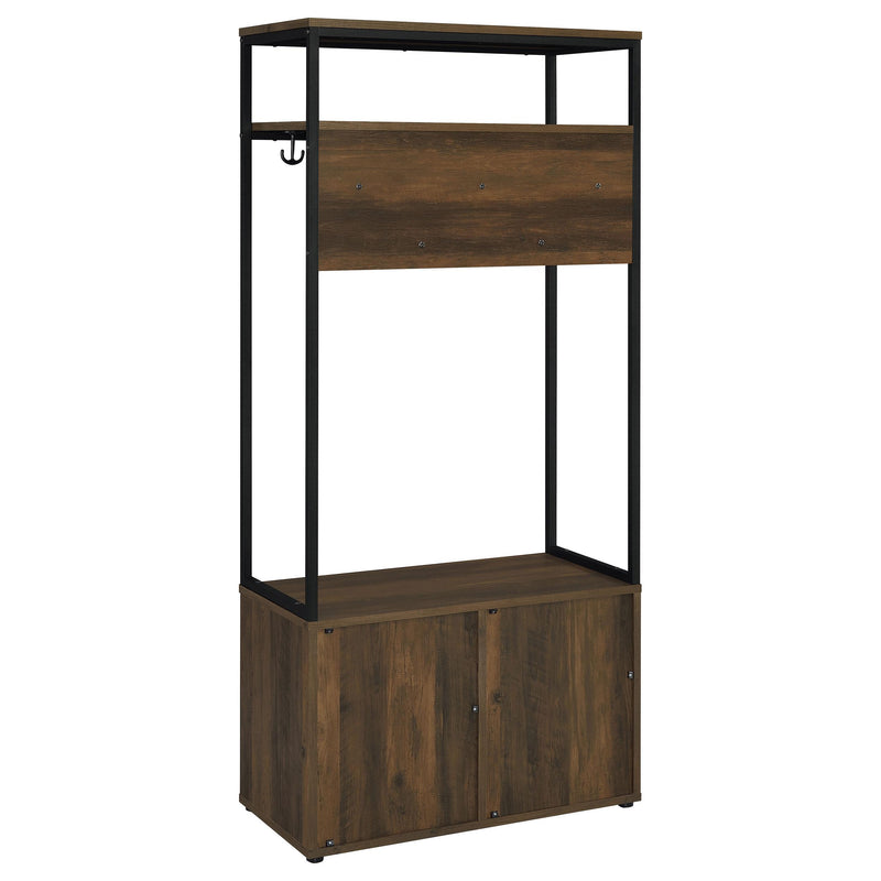 Coaster Furniture Quincy 980006 2-door Coat Rack Hall Tree Storage Bench - Dark Pine IMAGE 7