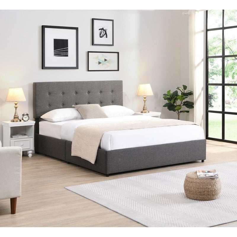 IFDC King Upholstered Platform Bed with Storage IF-5693 King Platform Storage Bed IMAGE 1