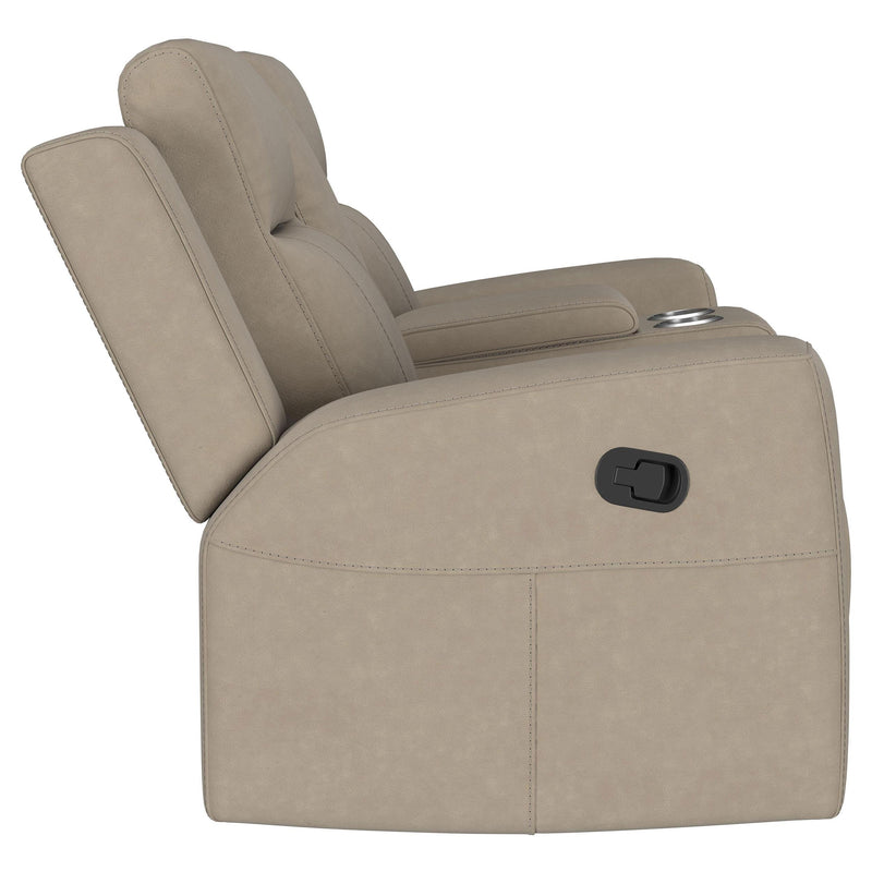 Coaster Furniture Brentwood 610282 Upholstered Motion Reclining Loveseat - Taupe IMAGE 9