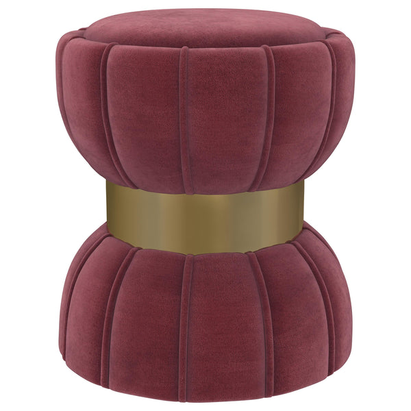 Coaster Furniture Sora 910290 Round Upholstered Ottoman - Berry IMAGE 1