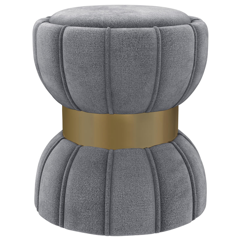 Coaster Furniture Sora 910291 Round Upholstered Ottoman - Grey IMAGE 1