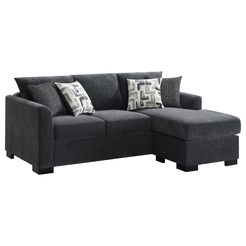 Coaster Furniture Storey 504777 Upholstered Sleeper Sectional Chaise Sofa - Dark Grey IMAGE 1