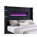 Coaster Furniture Tisdall 306031KW Upholstered Cal King Flame Visualizer Bed - Black IMAGE 5