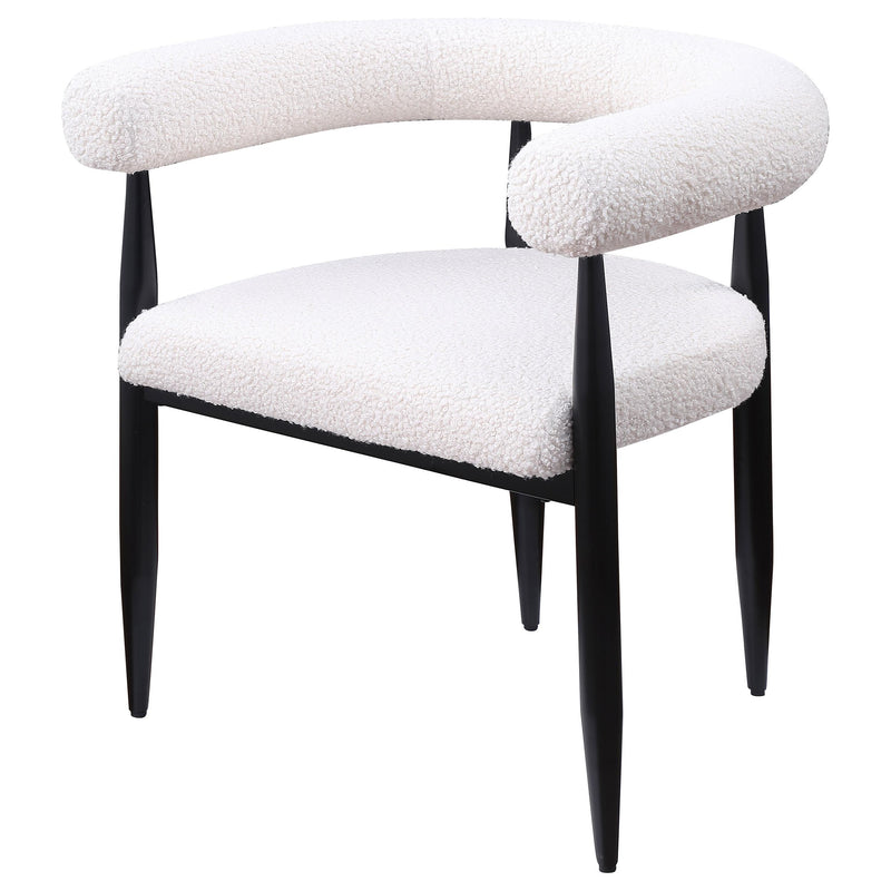 Coaster Furniture Dunmore 105782 Boucle Upholstered Dining Arm Chair - Cream IMAGE 4