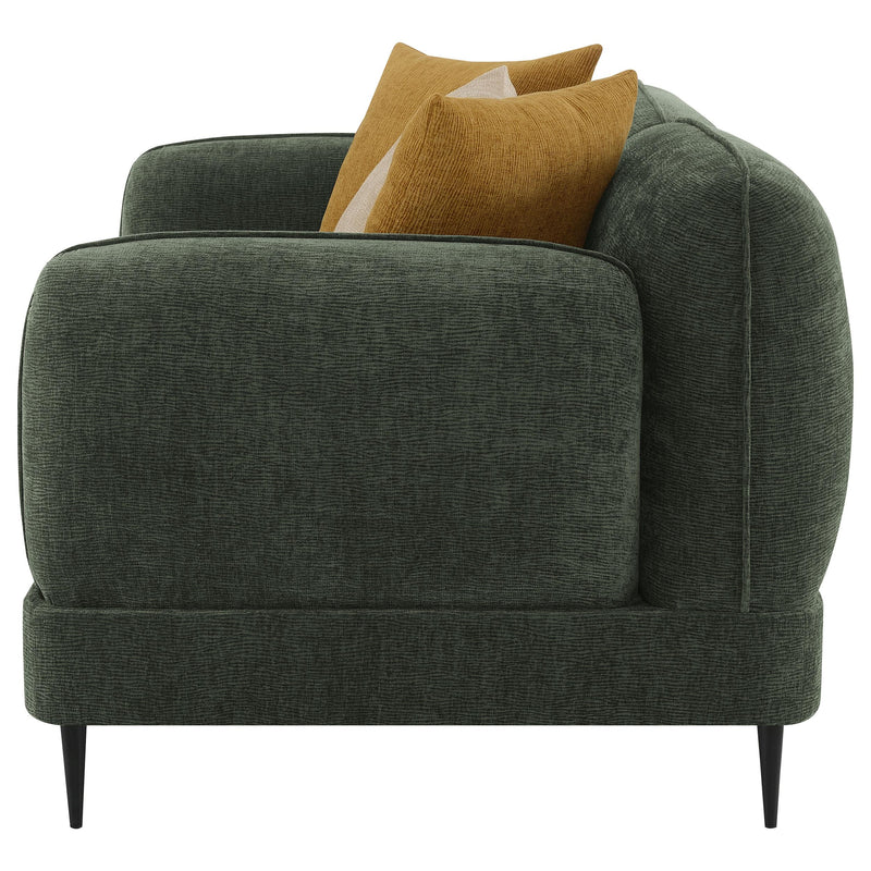 Coaster Furniture Jade 509132 Chenille Upholstered Modern Track Arm Loveseat - Green IMAGE 4