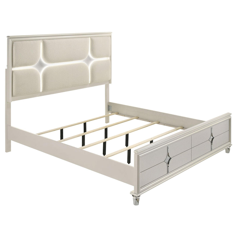 Coaster Furniture Olivia 224951KE Eastern King Panel Bed LED Headboard - Pearl White IMAGE 3