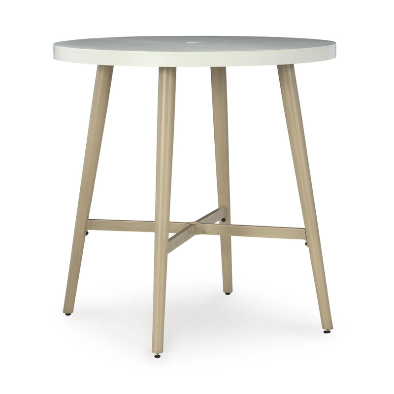 Signature Design by Ashley Seton Creek P798-613 Round Bar Table with Umbrella Option IMAGE 1