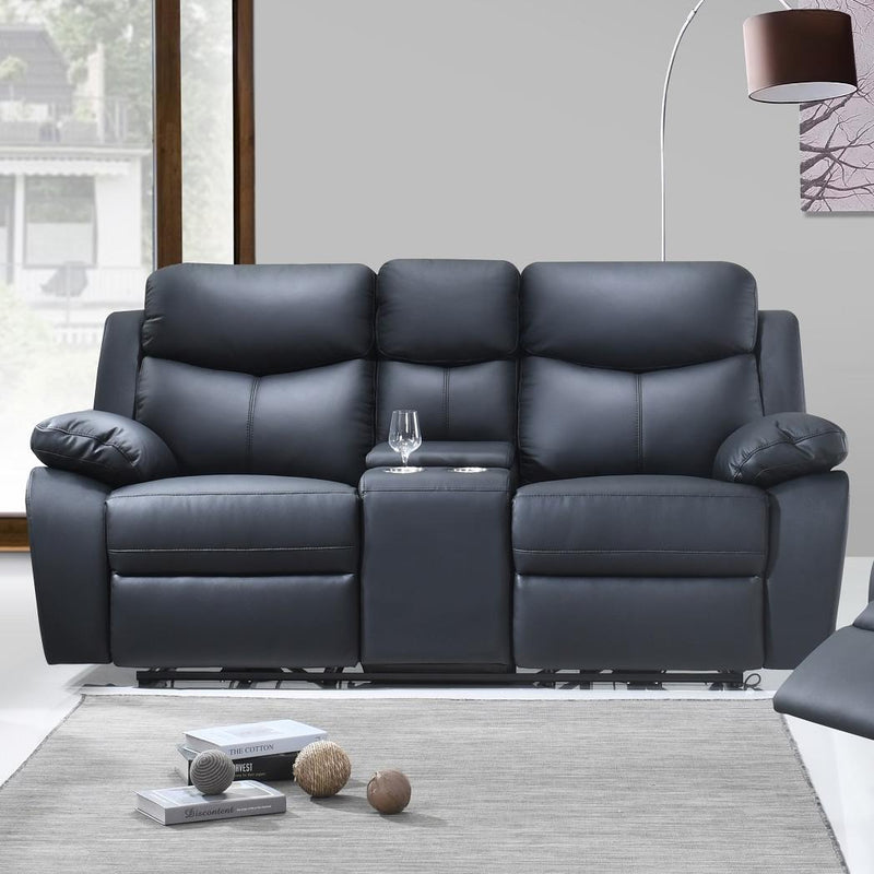 IFDC Power Reclining Leather Match Loveseat with Console IF 8120 - L IMAGE 1