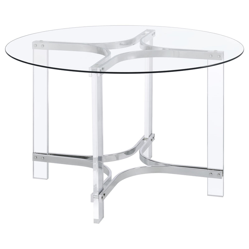 Coaster Furniture Keeling 108501 47-inch Round Glass Top Acrylic Dining Table - Chrome IMAGE 1