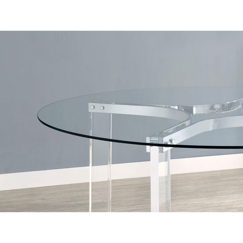 Coaster Furniture Keeling 108501 47-inch Round Glass Top Acrylic Dining Table - Chrome IMAGE 6