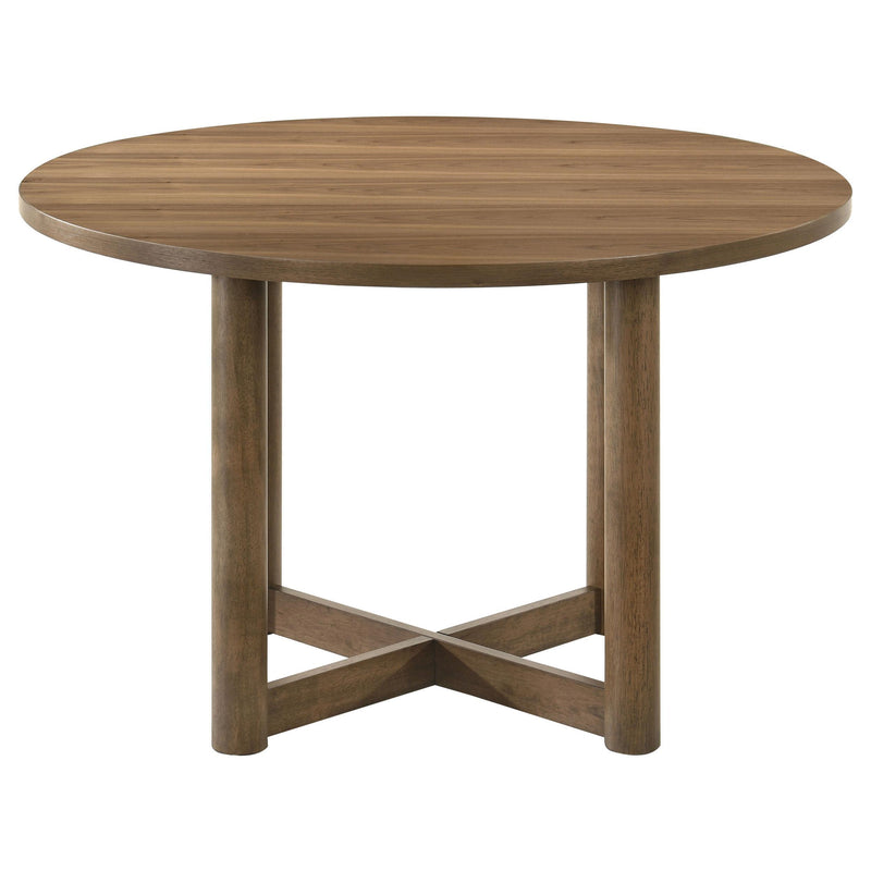 Coaster Furniture Crestmore 108570 46-inch Round Wood Dining Table - Walnut IMAGE 3