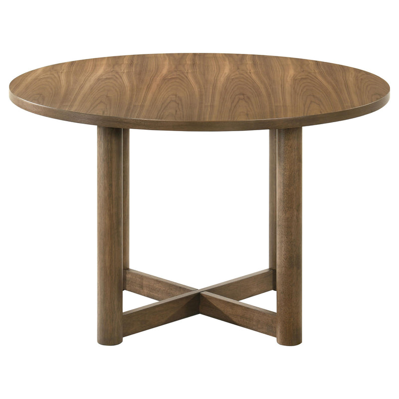 Coaster Furniture Crestmore 108570 46-inch Round Wood Dining Table - Walnut IMAGE 4