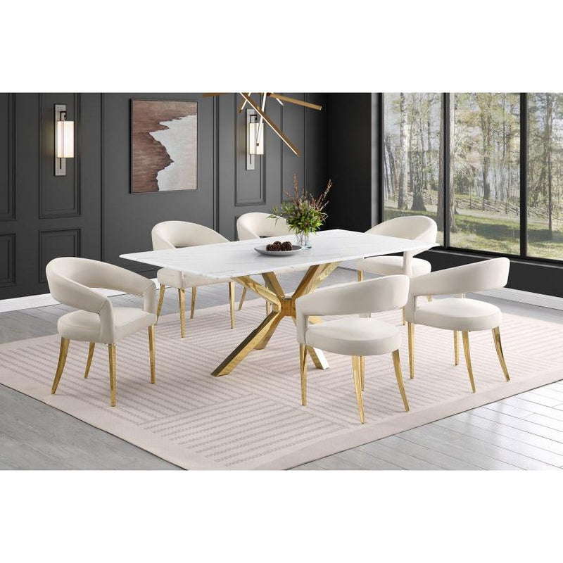 Coaster Furniture Venera 150541 Rectangular 79-inch Faux Marble Dining Table - White IMAGE 8