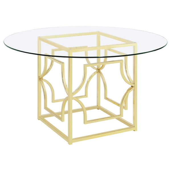 Coaster Furniture Starlight 192641BG Round 54-inch Glass Top Metal Dining Table - Brass IMAGE 1