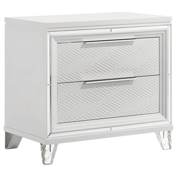 Coaster Furniture Marmore 224962 2-Drawer Nightstand Bedside Table - White IMAGE 1