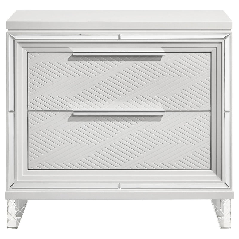 Coaster Furniture Marmore 224962 2-Drawer Nightstand Bedside Table - White IMAGE 3