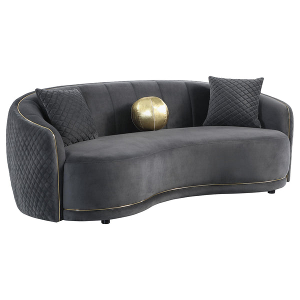 Coaster Furniture Brookside 504844 Velvet Upholstered Curved Sofa - Dark Grey IMAGE 1