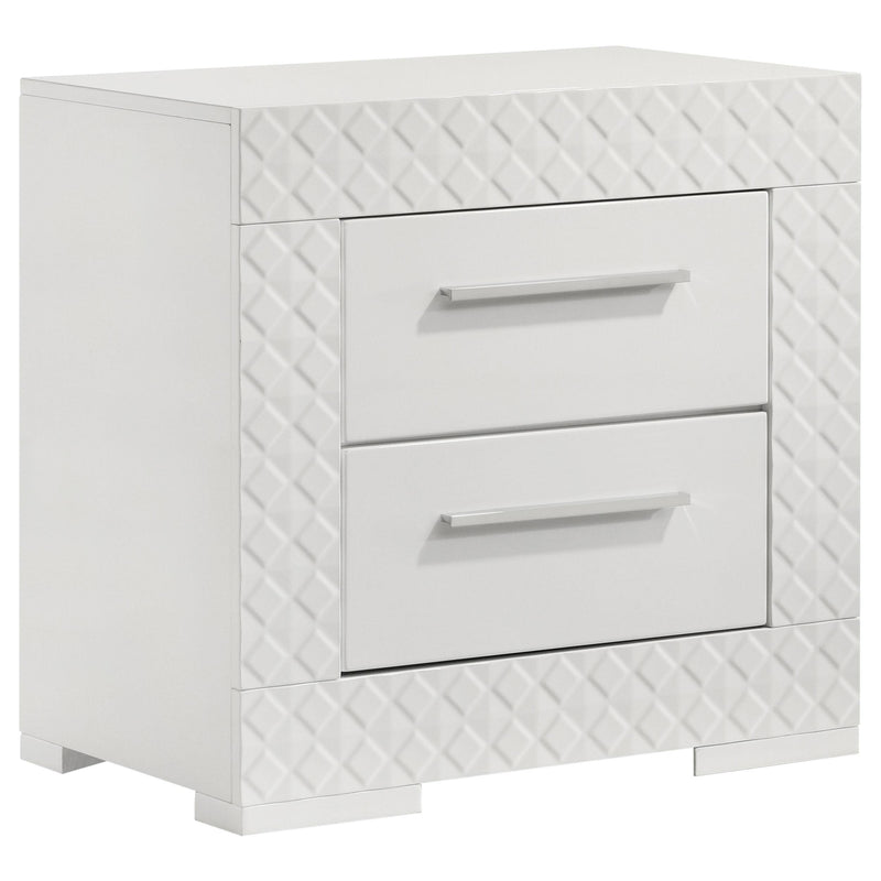 Coaster Furniture Ives 224942 2-Drawer Nightstand Bedside Table - White High Gloss IMAGE 1