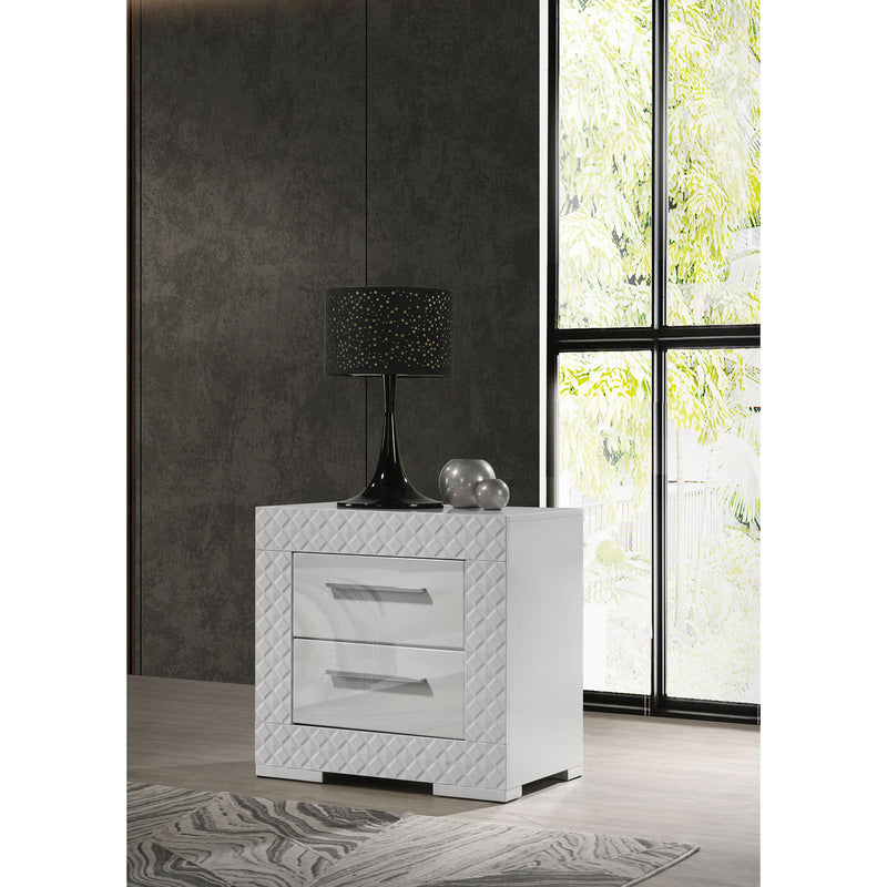 Coaster Furniture Ives 224942 2-Drawer Nightstand Bedside Table - White High Gloss IMAGE 2